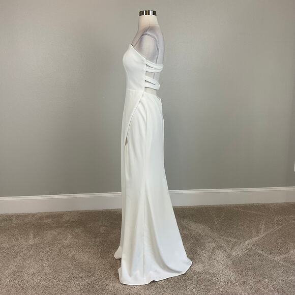 White Strapless Cut Out Back Evening Gown Size 10 Long Formal Dress by AQUA - Picture 6 of 12